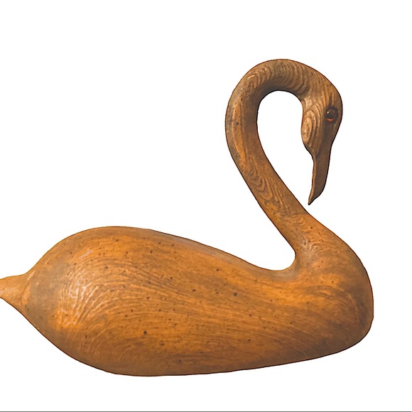 Vintage Other - Hand Carved Wooden Swan Vintage 5.5” high 9” long EUC